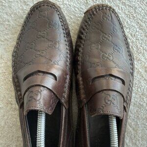 Gucci Signature GG Monogram Drivers - Espresso Brown - Size 8.5 EU